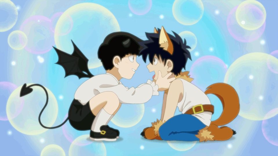 Fully rendered character x 2 at 6 fps with animated background and compositing.